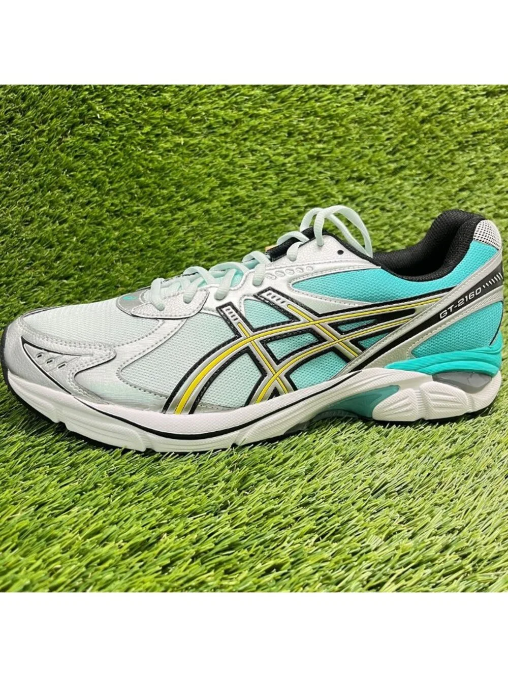 Asics GT-2160 Mens Size 12 Silver Teal Yellow Athletic Running Shoes Sneakers